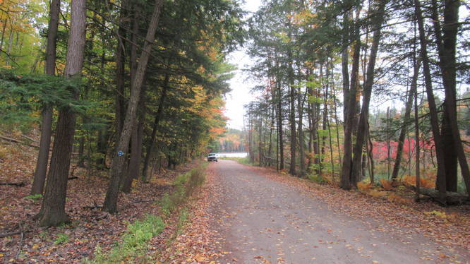 Parking along side dirt road for Bailey Pond Trail
