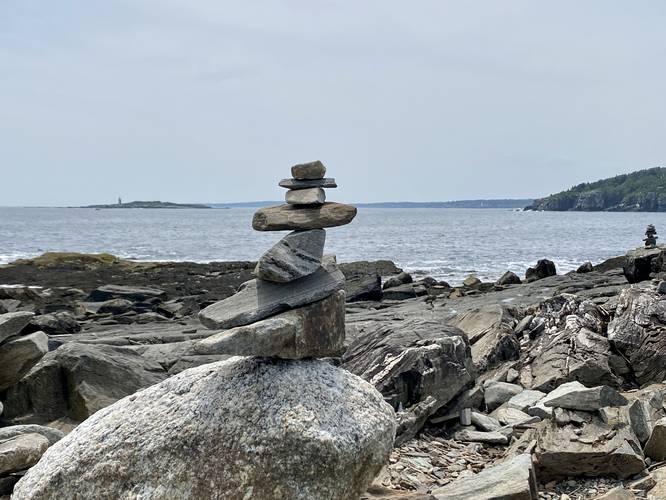 Rock Cairn with view of Whitehead Passage