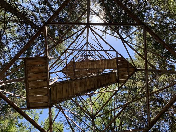 Staring up the center of Cherry Springs Fire Tower