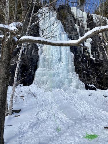Frozen waterfall approx 40-feet tall