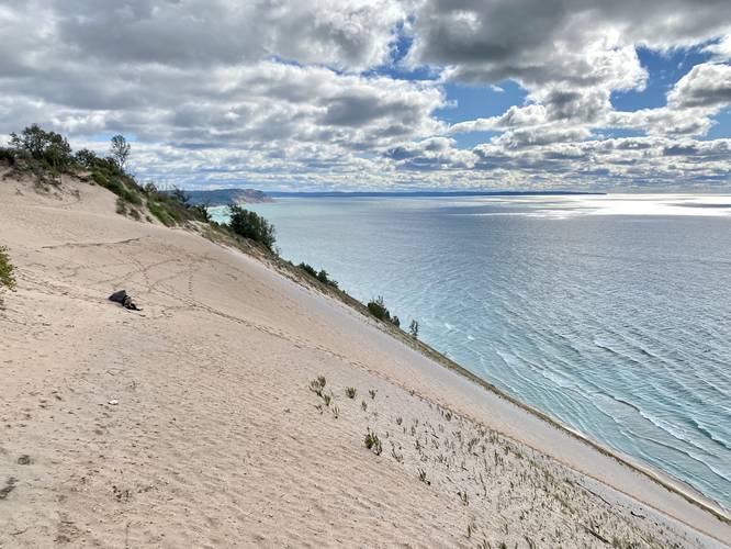  View of Lake Michigan's turquoise waters along the dunes