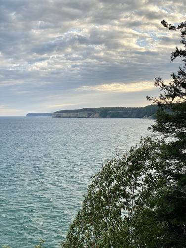 View of the turquiose waters and cliffs of Lake Superior along the Pictured Rocks National Lakeshore