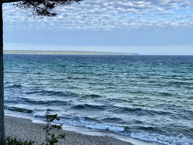 Turquiose waters of the Pictured Rocks National Lakeshore of Lake Superior from the North Country Trail