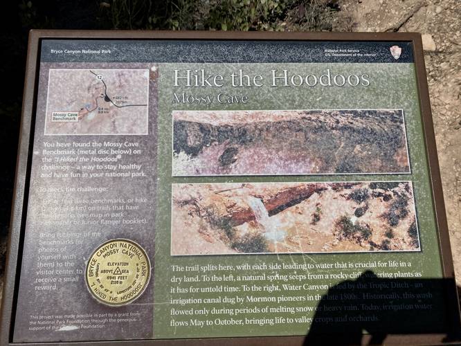 "I hiked the Hoodoos" benchmark along the Mossy Cave Trail