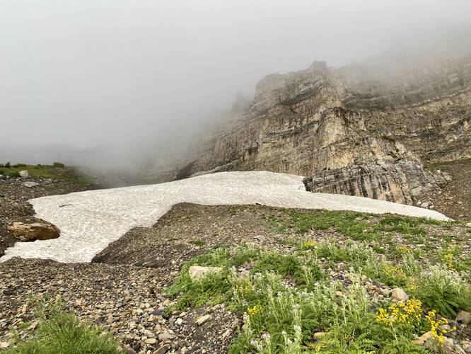 Snowfields in late Sept 2023 on the slopes of Mt. Timpanogos