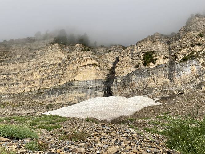 Snowfields in late Sept 2023 on the slopes of Mt. Timpanogos