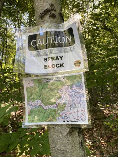 Gypsy/spongy moth spray area - helicopters and planes drop incecticide on the mountain between April - mid-June 2022