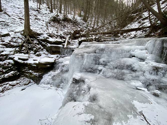 Icy Middle Pinafore Falls (approx. 8 to 10-feet tall multi-tier)