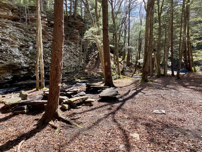 Campsite at the base of Sand Run Falls