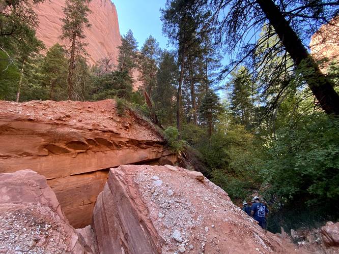 Massive rockfall on-trail (crux of the hike)