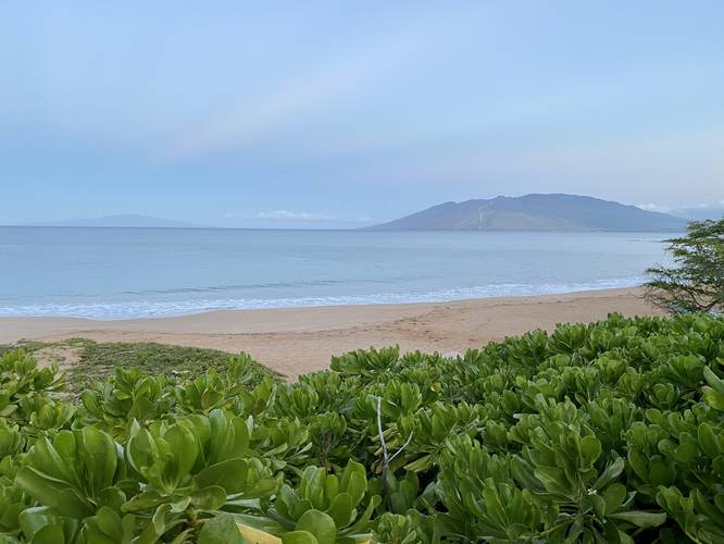 View of the West Maui Mountains after sunrise from the Wailea Beach Path